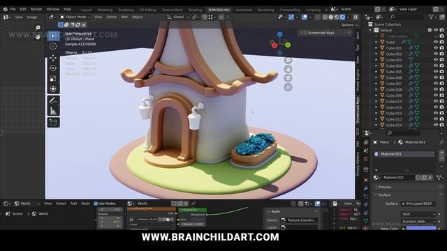 3D Modeling & Rendering A Cute 3D Hut In Blender 3.0