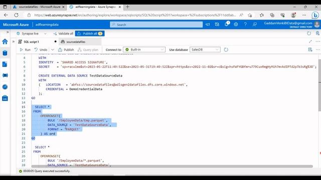 23.How to Create External Table for Parquet Files for Serverless SQL Pool in Azure Synapse || Telug смотреть онлайн