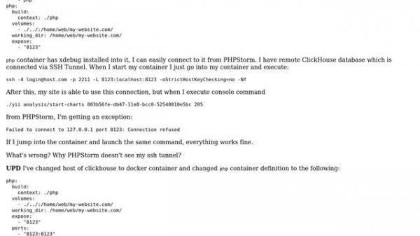 PHPStorm + docker + xdebug + db ssh tunnel