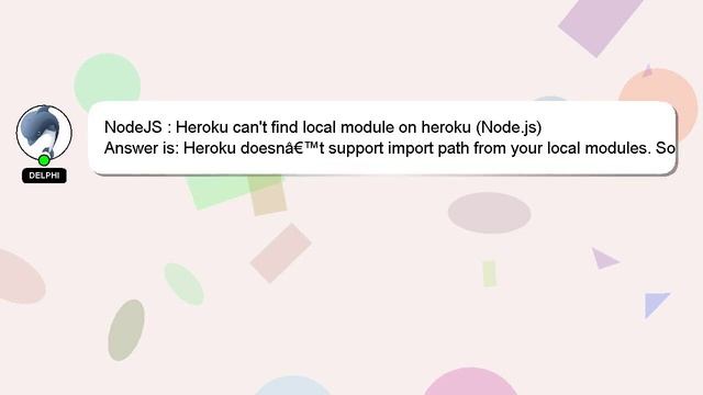 NodeJS : Heroku can't find local module on heroku (Node.js) смотреть онлайн