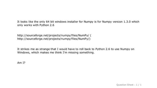 Windows : Installing Numpy on 64bit Windows 7 with Python 2.7.3 смотреть онлайн