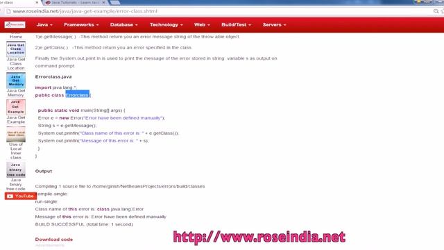 How to get the name of error class in Java? смотреть онлайн