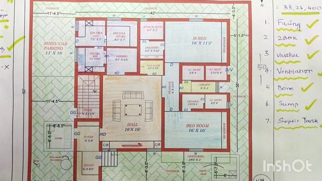 42 x 36 North facing house plan | வடக்கு பார்த்த வீடு வாஸ்து பிளான்| 2bhk model смотреть онлайн