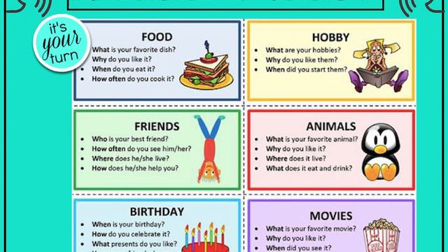 TEFL Games For Children- WH -Questions Speaking Cards