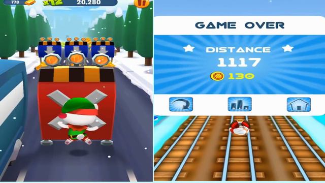 Talking Tom Gold Run ELF ANGELA VS SUBWAY SANTA XMAS SURF Christmas 2017 смотреть онлайн