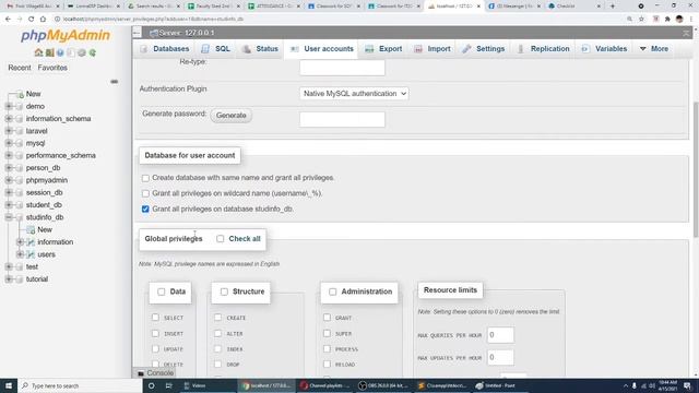 PhpMyAdmin User Account Privileges смотреть онлайн