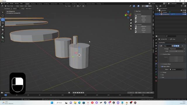 Модификатор Array в Blender, и немного про Boolean. смотреть онлайн