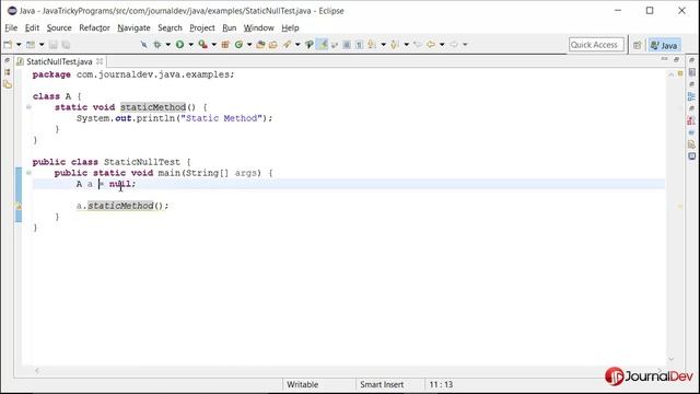 Java Tricky Program 8 - null with static method смотреть онлайн
