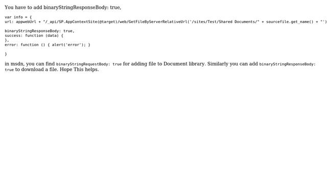 Sharepoint: Sharepoint 2013 - REST api - downloading file returns incorrect Content-Type смотреть онлайн