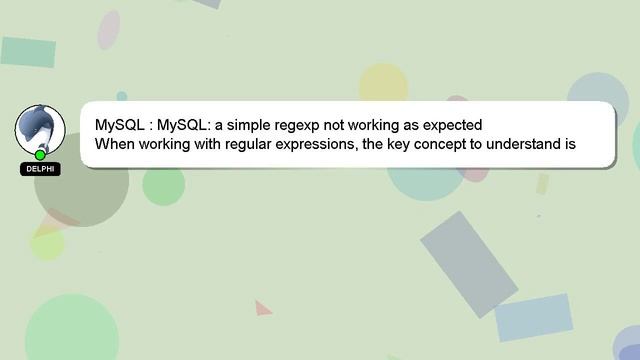 MySQL : MySQL: a simple regexp not working as expected смотреть онлайн