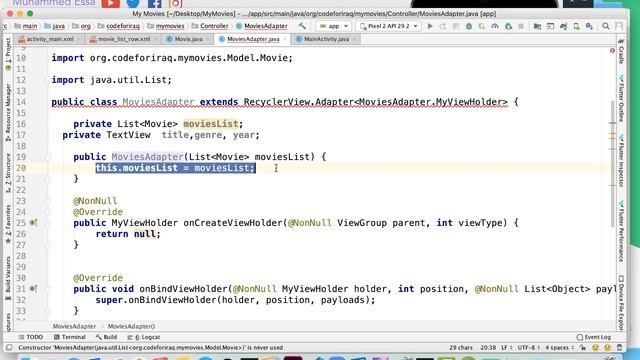 67 Android Studio Movie project RecyclerView Adapter смотреть онлайн