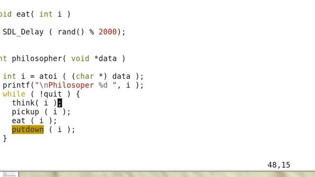 Solving Dining Philosophers Problem using Condition Variables смотреть онлайн