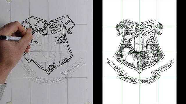 How To Draw Hogwarts School of Witchcraft and Wizardry Coat of Arms from Harry Potter смотреть онлайн
