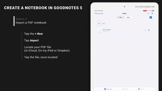 The steps to create or import your first notebook in Goodnotes 5 смотреть онлайн