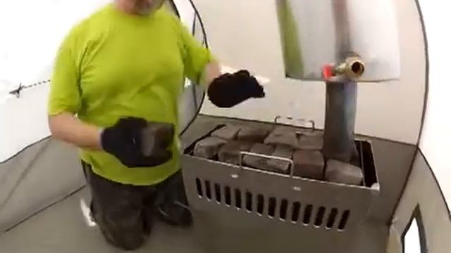Подготовка печи в мобильной бане Мобиба. смотреть онлайн