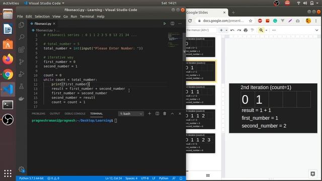 32 | Fibonacci Series Using Iteration | Python3 смотреть онлайн