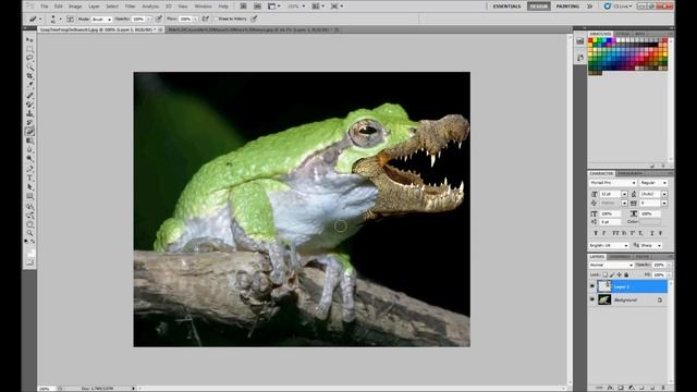 How To Combine Images [Frog and Crocodile] Photoshop cs5 [HD] смотреть онлайн