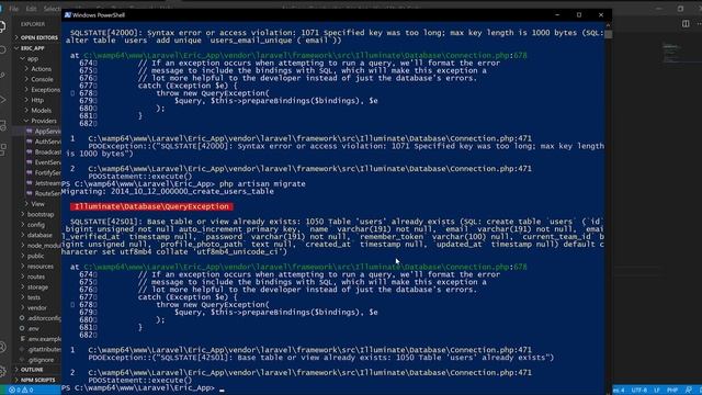 Error 1071 specified key was too long Laravel; Max key length is 1000 bytes смотреть онлайн
