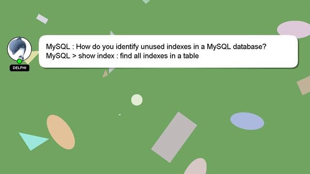MySQL : How do you identify unused indexes in a MySQL database? смотреть онлайн