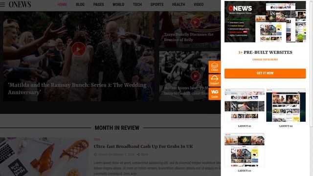 ONews - Newspaper News Magazine Theme WordPress (Modern Designs with Mobile Layout Included) смотреть онлайн