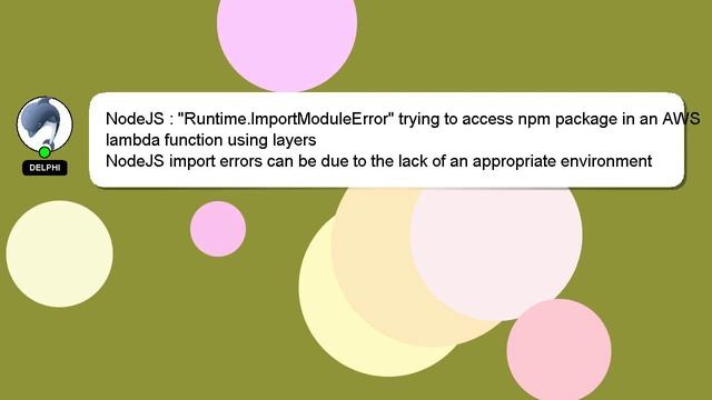 NodeJS : "Runtime.ImportModuleError" trying to access npm package in an AWS lambda function using l смотреть онлайн