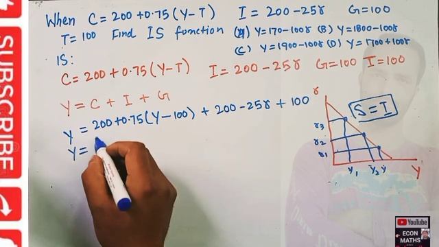 Investment saving ( IS) Curve Derivation .When C=200+0.75 (Y-T), I=200-25r, G=100, T=100. Find IS смотреть онлайн