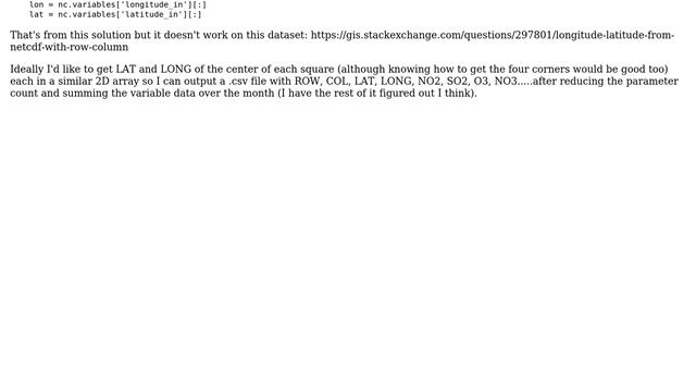 GIS: How to Convert ROW/COL to Lat/Long in Python/NetCDF4? смотреть онлайн
