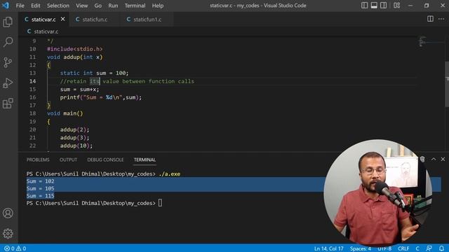 11.4. Static variable and static function in C | Complete C programming course | Sunil Dhimal смотреть онлайн
