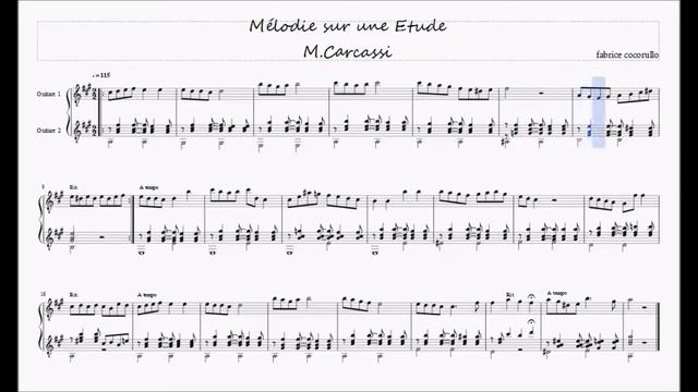Mélodie sur une Etude Matteo Carcassi Duo Guitare scrolling score смотреть онлайн