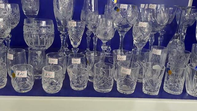 № 43 Синие рюмки и бесцв. хрусталь. Гусь-Хрустальный  рынок. Зелёный павильон сек.5. т.9038315109