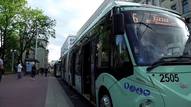 Новый троллейбус АКСМ - 43300D № 2505 сегодня в Минске на 6 маршруте.