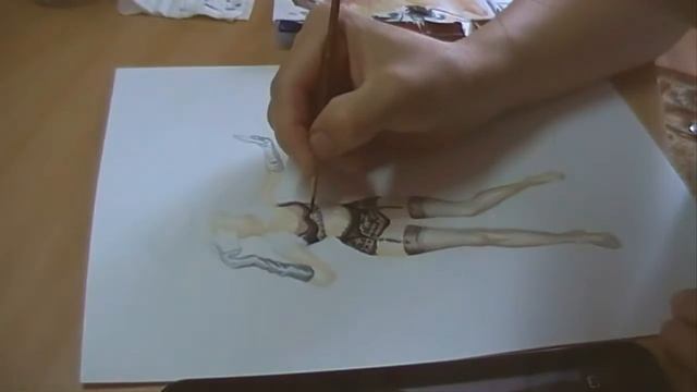 Как нарисовать модель "Агент Провокатор" в стиле fashion | Drawing covergirl Agent Provocateur смотреть онлайн