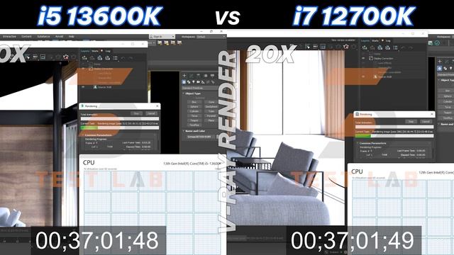 Core i5 13600K vs Core i7 12700K Render testing смотреть онлайн