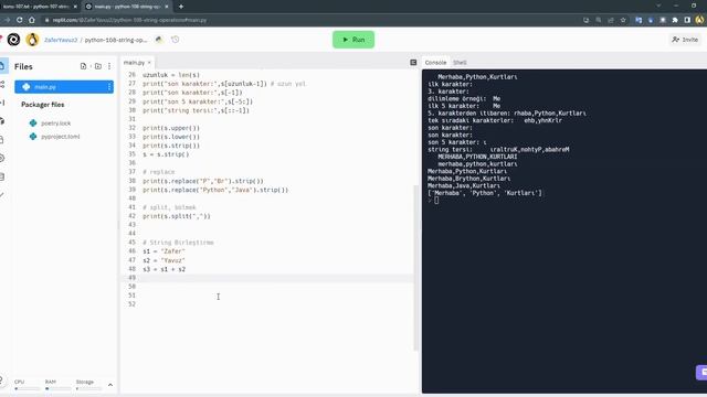 Python 108 - String işlemleri | indisleme, dilimleme, replace, format string, escape karakterler смотреть онлайн