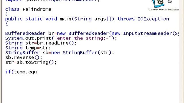 21 Program to check string is Palindrome String or not in java смотреть онлайн
