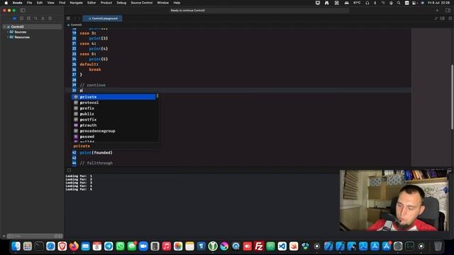 Swift 5 - Контроль потока (break, continue, return, fallthrough, throw) смотреть онлайн