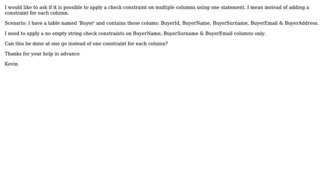 SQL server 2012 how to apply a check constraint on multiple columns смотреть онлайн
