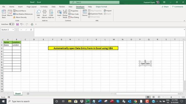 Automatically open data entry form in Excel using VBA смотреть онлайн