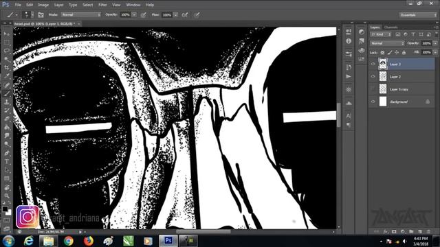 DRAWING ILLUSTRATION METALHEAD INK DIGITAL AND COLORING IN PHOTOSHOP #JANGART смотреть онлайн