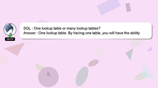 SQL : One lookup table or many lookup tables? смотреть онлайн