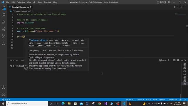 Print Calendar in One Line of Code | Python tutorials смотреть онлайн