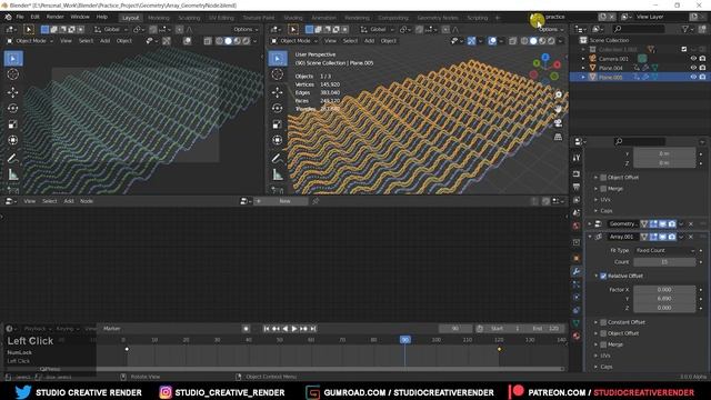 Create wave in Blender 3.0 Alpha and Animation with geometry node. Part (2/2) смотреть онлайн