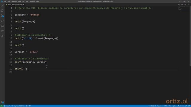 Python - Ejercicio 784: Alinear un Texto con Especificadores de Formato y la Función format() смотреть онлайн