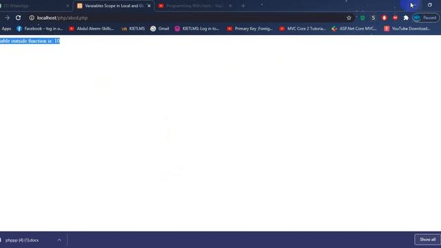 Variable Scope in PHP in urdu / hindi смотреть онлайн