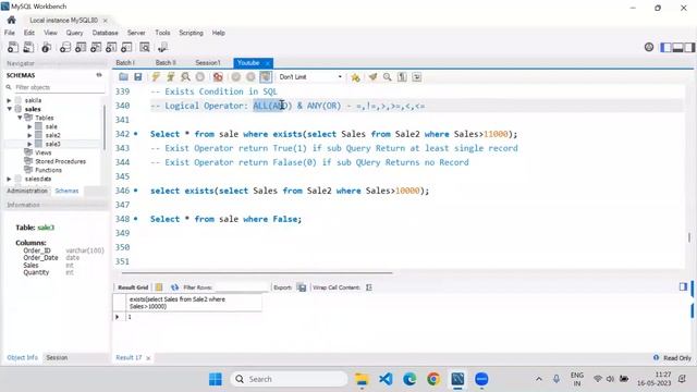 SQL 9: Logical Operators (EXISTS, ALL, ANY) in SQL || Filter Records based on subquery result set смотреть онлайн
