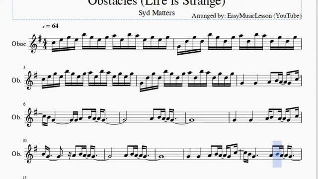 Oboe Sheet Music: How to play Obstacles (Life is Strange) by Syd Matters смотреть онлайн