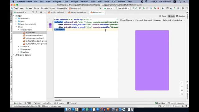 Custom BUTTONS design with CLICK EFFECT in Android Studio - Tutorial for beginners смотреть онлайн