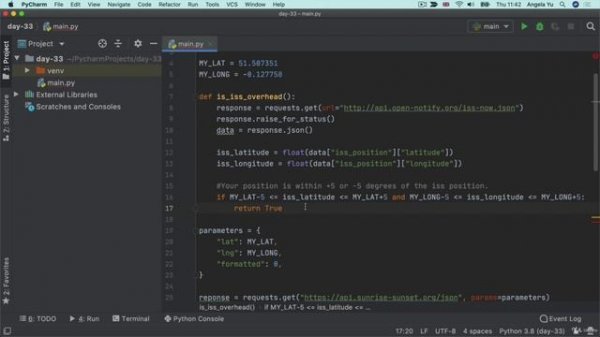 Day 33 - Intermediate+ API Endpoints & API Par7 ISS Overhead Notifier Project - Challenge & Solution