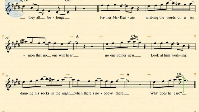 Alto Sax - Eleanor Rigby - The Beatles - Sheet Music, Chords, & Vocals смотреть онлайн