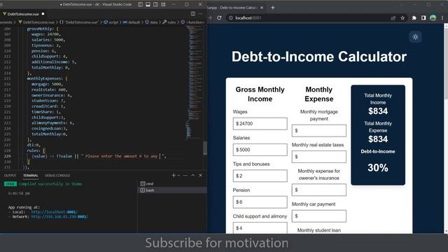 Build a Debt-to-Income Calculator with Vue.js + Tailwind CSS | Source Code смотреть онлайн